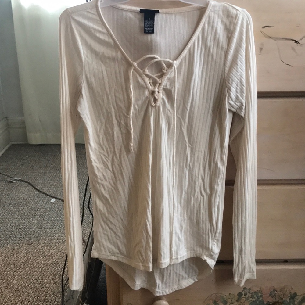 White Lace Up Shirt